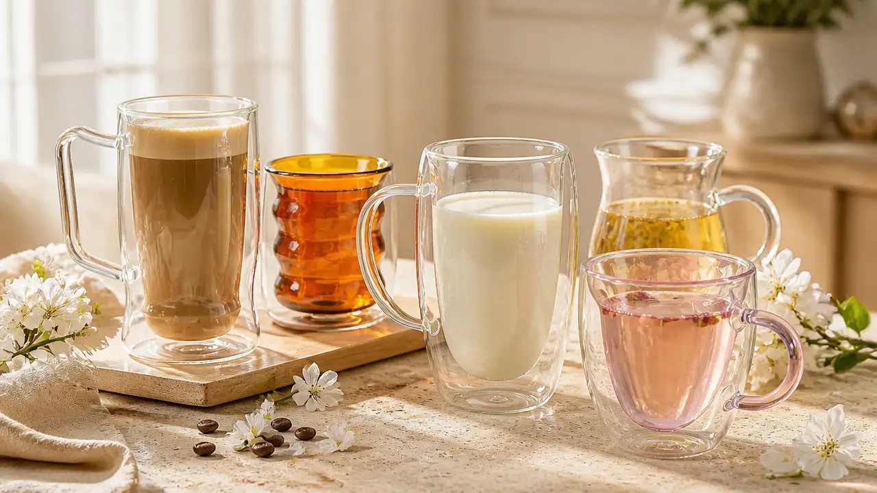 Wholesale Glass Coffee Tea Mugs from Jingyue Glass China Factory