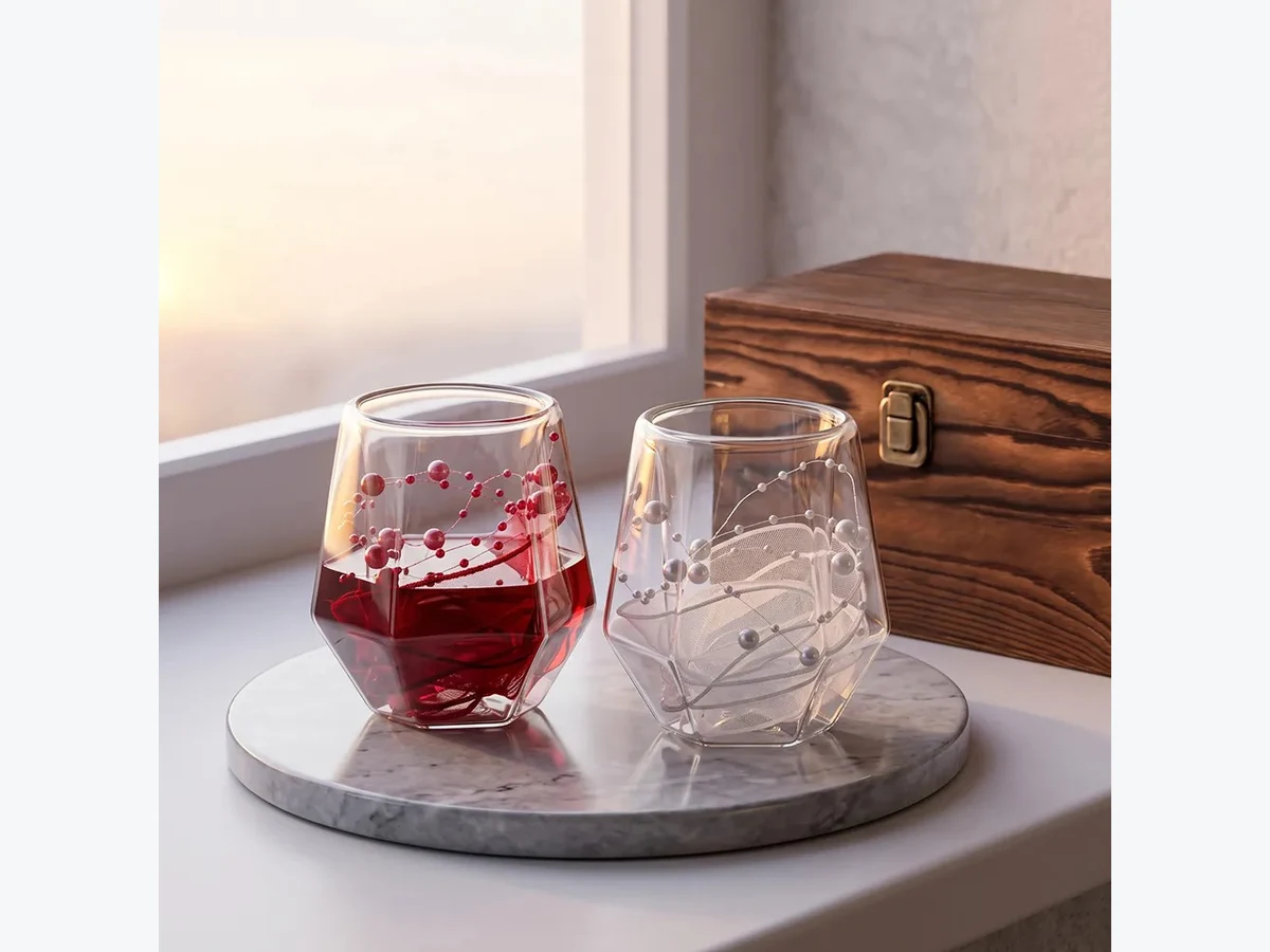 XZS-2614P Pearl Ribbon Decorative Glass Mug - Wholesale Factory Direct China