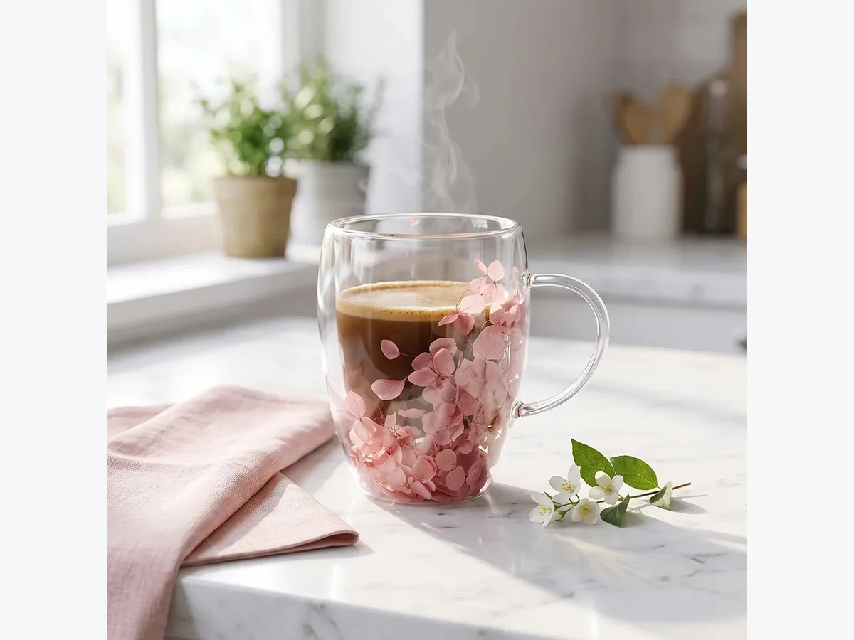 XZS-2616 350 ml Dried Flower Glass Mug - Wholesale Factory Direct China