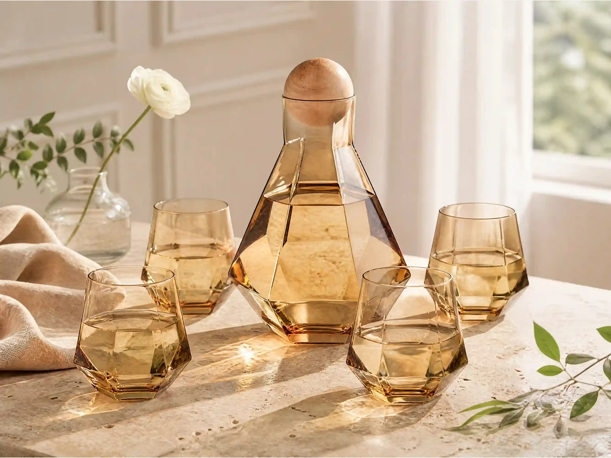 Six-Edge Ice-Smoke Decanter Set with Cups XZWS-001G wholesale - Wholesale Factory Direct China