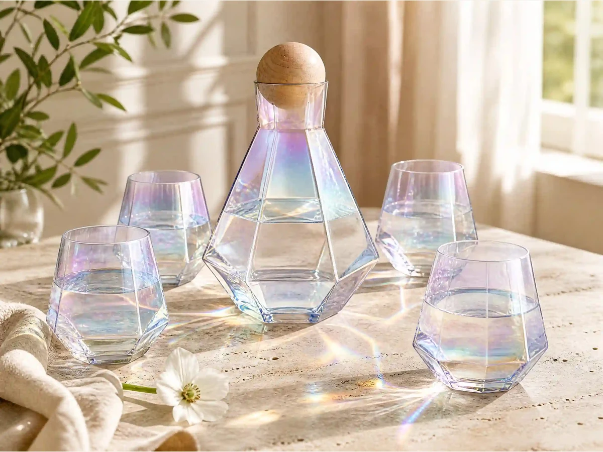 Six-Edge Ice-Colored Decanter Set with Cups XZWS-001R wholesale - Wholesale Factory Direct China