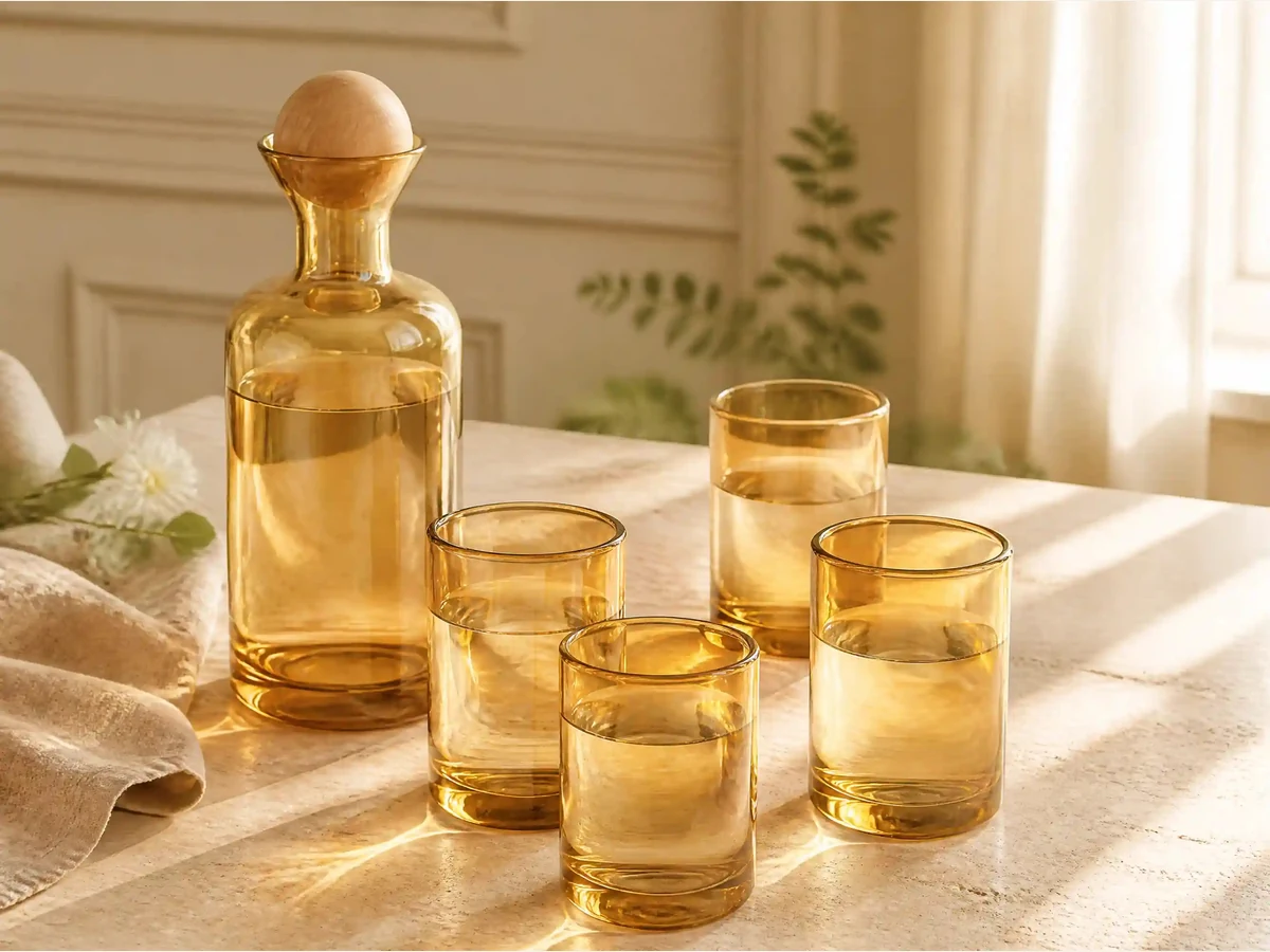Straight Ice-Amber Pitcher Set with Cups XZWS-002A wholesale - Wholesale Factory Direct China