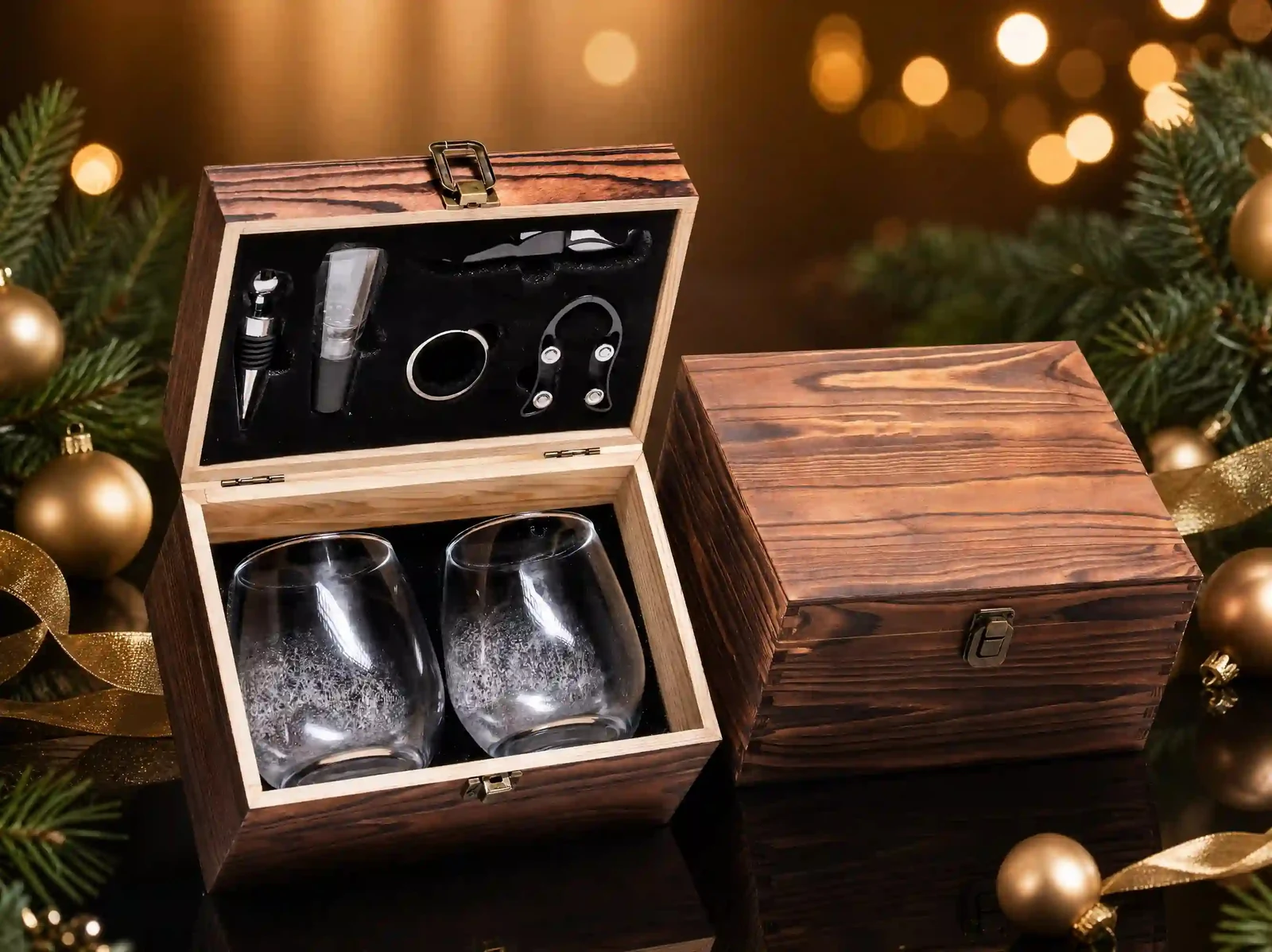 XZM063-A Two-Glass Whiskey Accessory Gift Set gift set details