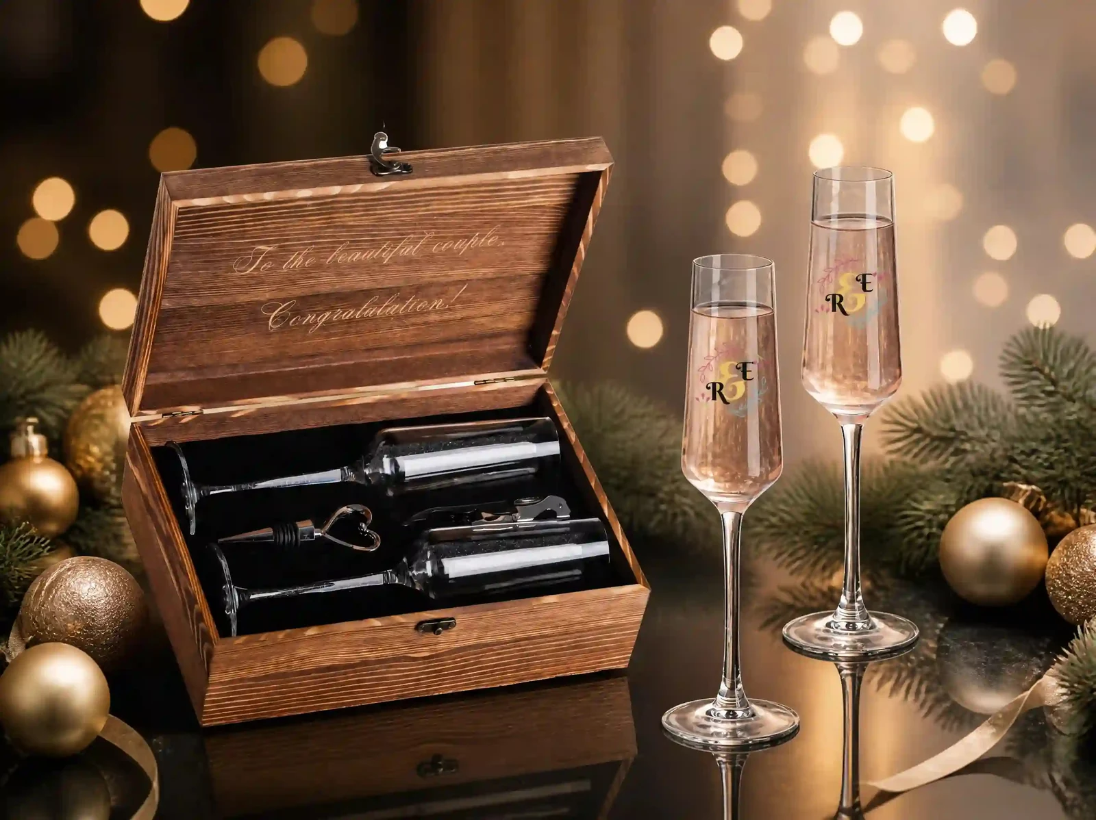 XZM132 Wedding Champagne Flute Accessory Gift Set gift set details