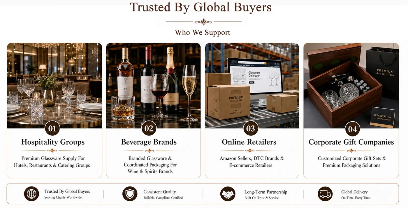 Hospitality groups, beverage brands, online retailers and corporate gift companies supported by Jingyue